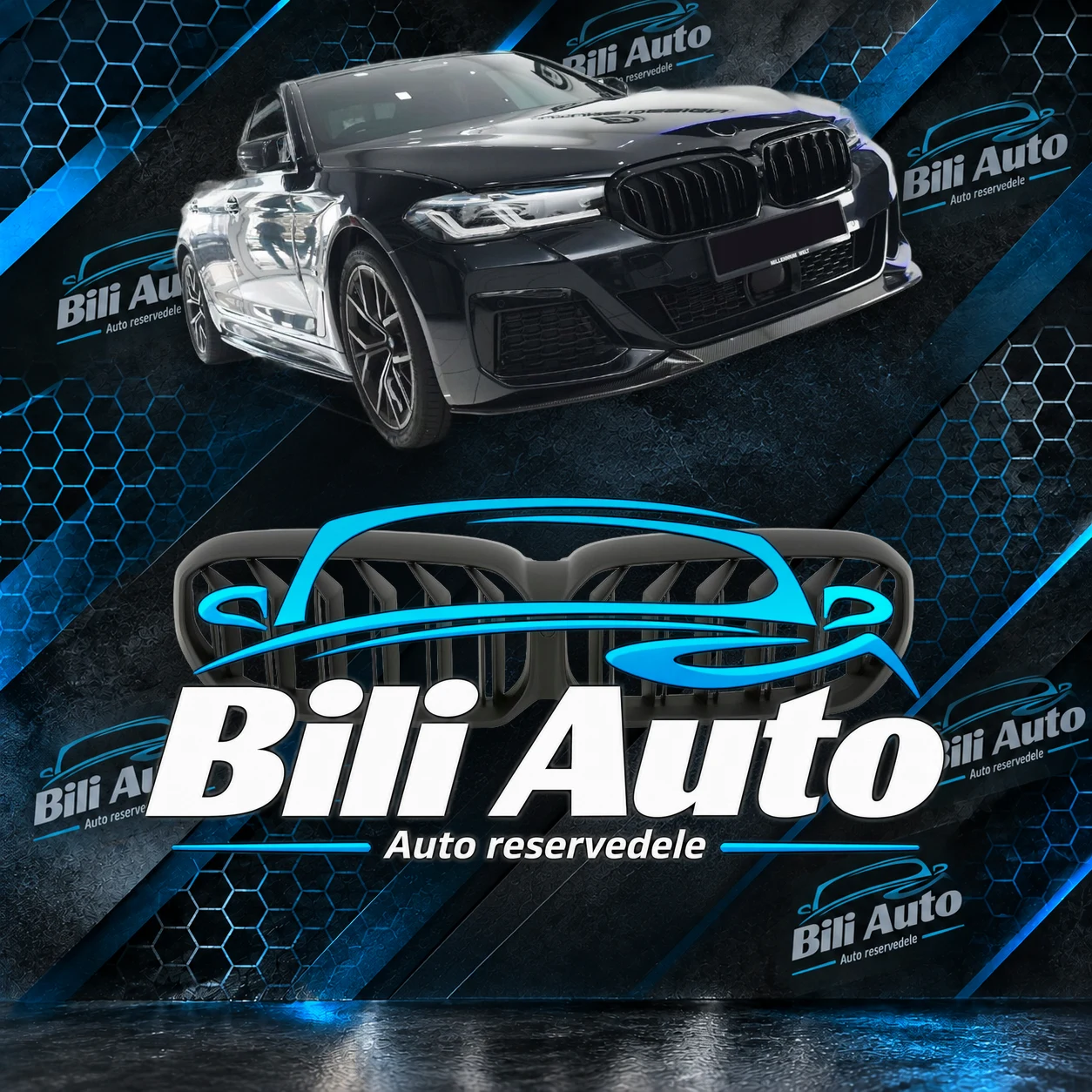 Grill nyrer BMW 5 G30 G31 facelift dobbelt lamel mat sort