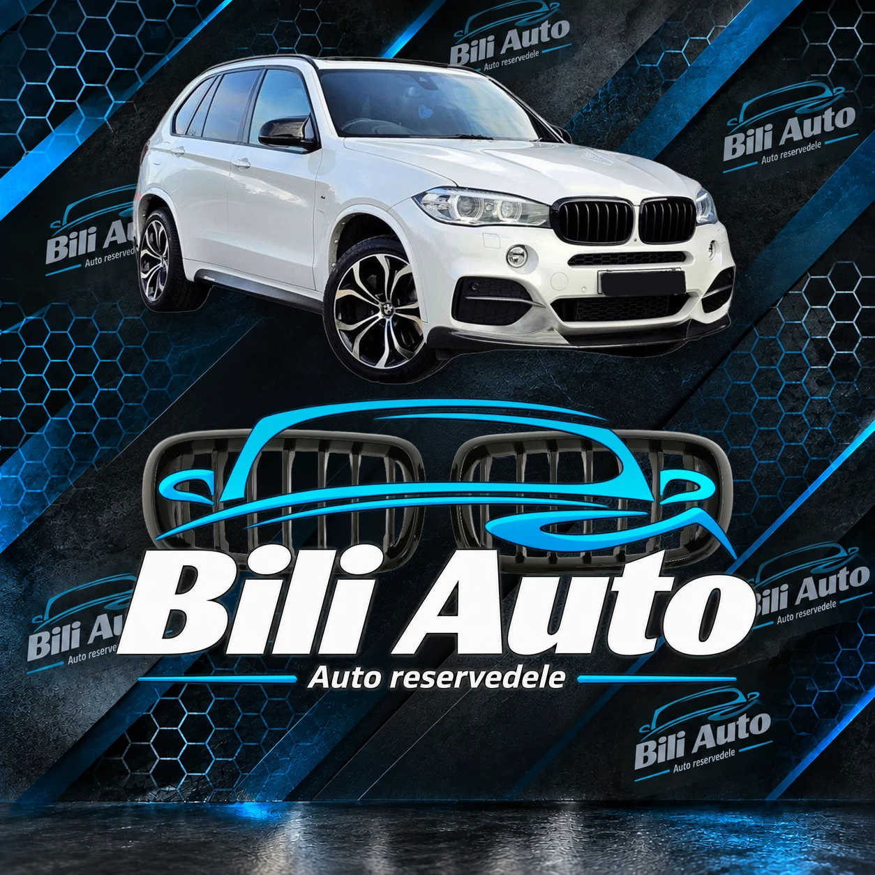 Grill nyrer BMW X5 F15 X6 F16 blank sort enkelt lamel