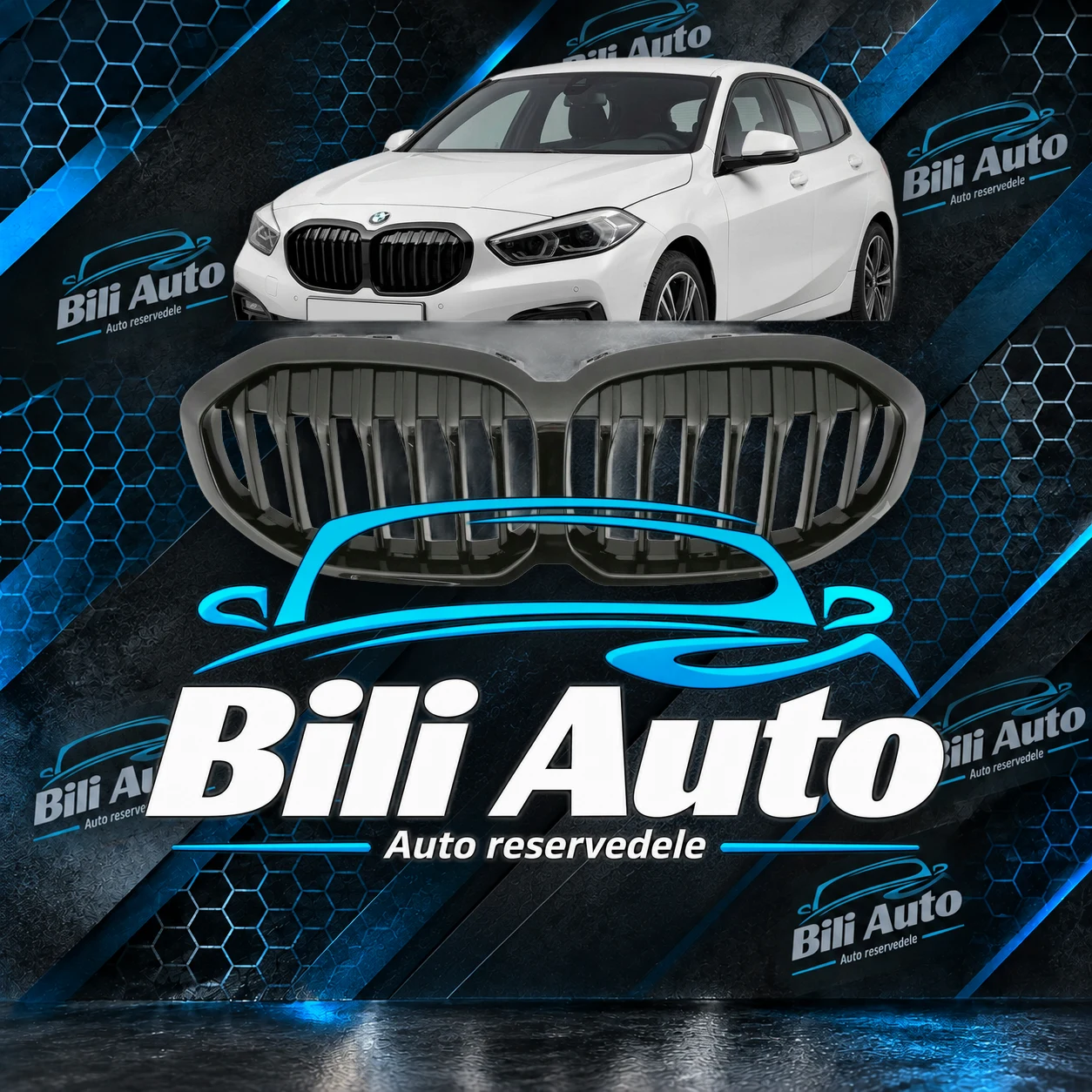 Grill nyrer BMW 1 F40 2019+ blank sort enkelt lamel