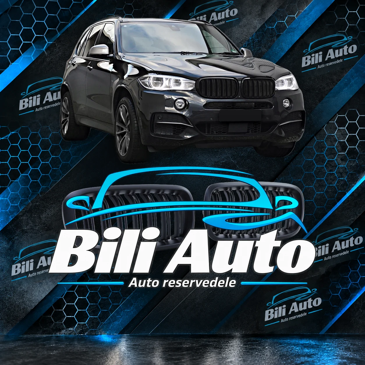 Grill nyrer BMW X5 F15 X6 F16 M Performance dobbelt lamel mat sort