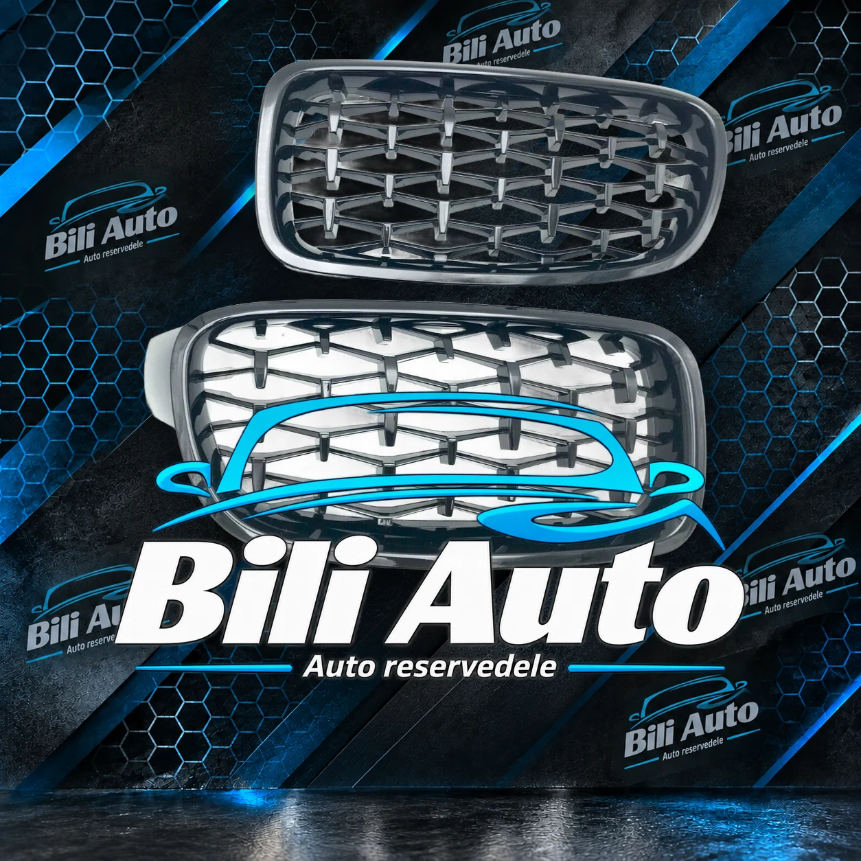 Grill nyrer BMW 3 F30 F31 diamant blank sort - Billede 2