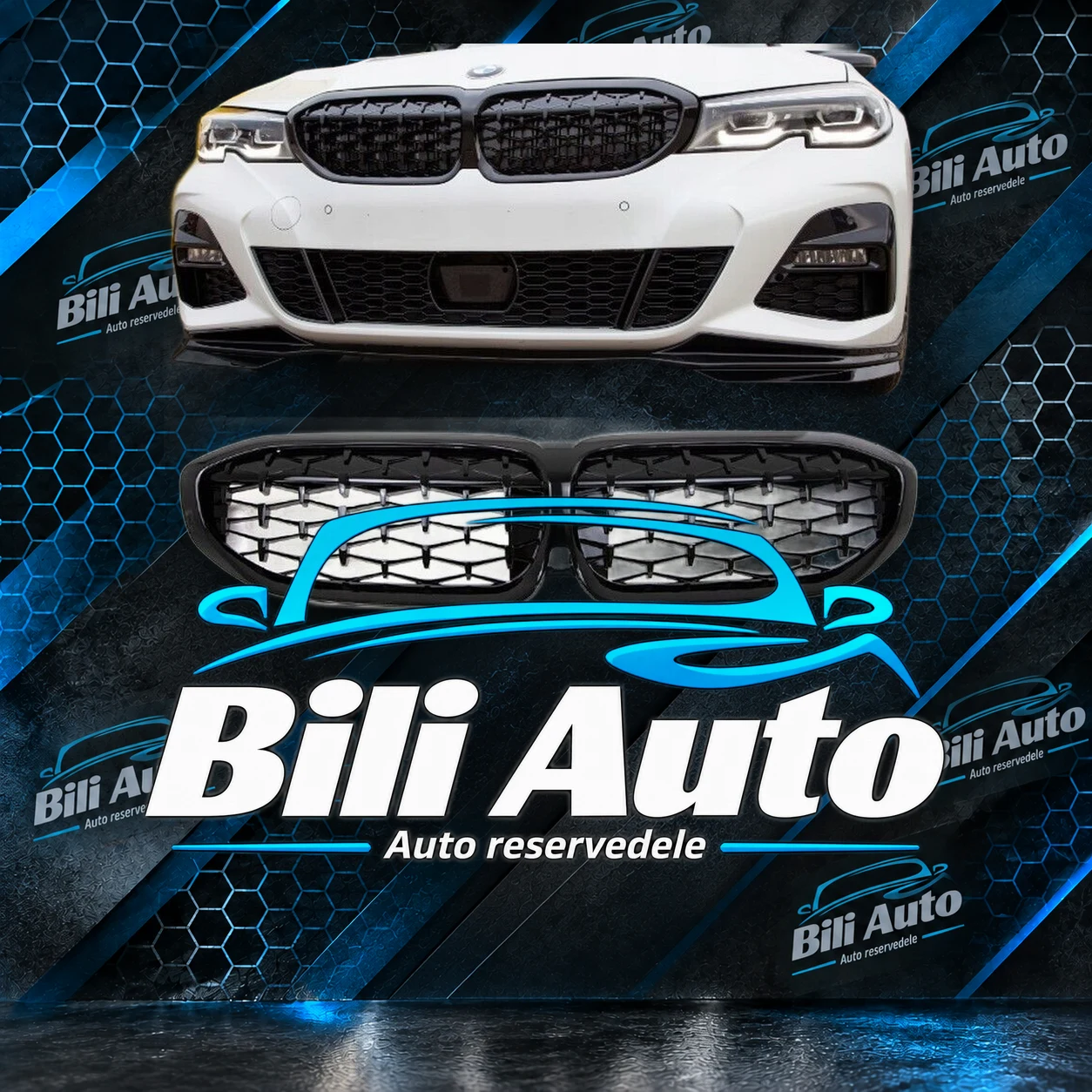 Grill nyrer BMW 3 G20 G21 2019-2022 Diament blank sort CS Design - Billede 4