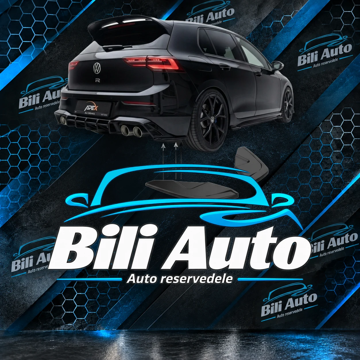 Diffuserindsatser bagkofanger VW Golf MK8 R 2020-2024