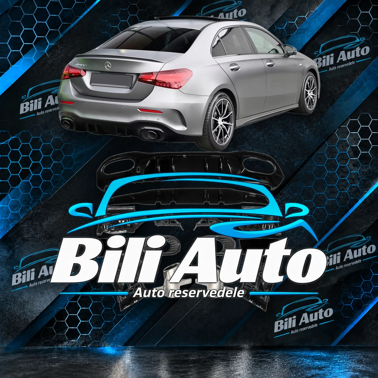 Diffuser med kromrørhaler Mercedes A-Klasse V177 W177 sedan A35 AMG